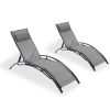 2 PCS Set Chaise Lounge Outdoor Lounge Chair Lounger Recliner Chair For Patio Lawn Beach Pool Side Sunbathing - as pic