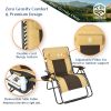 Outdoor Zero Gravity Chair Oversized XXL 33.5" Patio Padded Reclining Lounger with Pillow;  Side Table for Camping;  Lawn;  Garden Khaki/1pack - Khaki