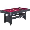 6-ft Pool Table with Table Tennis Top - Black with Red Felt - as Pic