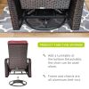 Outdoor Patio Rattan Wicker Swivel Recliner Chair;  Adjustable Reclining Chair 360Â° Rotating with Water Resistant Cushions - Red