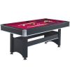 6-ft Pool Table with Table Tennis Top - Black with Red Felt - as Pic