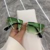 Vintage Fashion 2021 New Sunglasses Rimless Frameless Rectangle Shades Gradient UV400 Summer Traveling Sun Glasses for Women - purple - As Picture