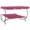 vidaXL Patio Lounge Bed with Canopy and Pillows Pink - Pink