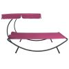 vidaXL Patio Lounge Bed with Canopy and Pillows Pink - Pink