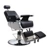 Reclining Barber Chair Hydraulic Salon Chair with Adjustable Headrest, Backrest, Footrest and Heavy Duty Base, Black+Silver - Black+Silver