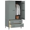 Wardrobe with Metal Legs Gray 35.4"x21.7"x67.9" Solid Wood OSLO - Gray