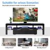 Black TV Stand for 70 Inch TV; Modern TV Cabinet with 16 Color LED Light - Black - Particle Board, Glass,MDF