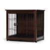 Indoor Dog Crate, Sofa Side End Table, 2-Tier Wooden Pet Cage with Removable Tray, Walnut - small
