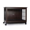 Indoor Dog Crate, Sofa Side End Table, 2-Tier Wooden Pet Cage with Removable Tray, Walnut - large
