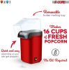 Popcorn Machine Hot Air Electric Popper Kernel Corn Maker Bpa Free No Oil 5 Core POP - Red