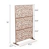6.33 ft. H x 3.93 ft. W Laser Cut Metal Privacy Screen;  24"*48"*3 panels - Brown - Galvanized steel
