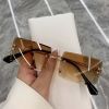 Vintage Fashion 2021 New Sunglasses Rimless Frameless Rectangle Shades Gradient UV400 Summer Traveling Sun Glasses for Women - green - As Picture