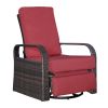 Outdoor Patio Rattan Wicker Swivel Recliner Chair;  Adjustable Reclining Chair 360Â° Rotating with Water Resistant Cushions - Red