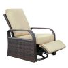 Outdoor Patio Rattan Wicker Swivel Recliner Chair;  Adjustable Reclining Chair 360Â° Rotating with Water Resistant Cushions - Khaki