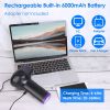 Electric Cordless Air Duster Blower Compressed Air Duster for Computer Keyboard PC Portable Rechargeable Air Blower with Built-in LED Light - Black