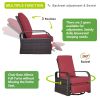 Outdoor Patio Rattan Wicker Swivel Recliner Chair;  Adjustable Reclining Chair 360Â° Rotating with Water Resistant Cushions - Red