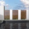 6.5 ft. H x 4 ft. W Outdoor Laser Cut Metal Privacy Screen, 24"*48"*3 panels - Brown - Galvanized steel
