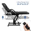 72in 3-Section Spa Beauty Salon Tattoo Massage Bed with Motorized Reclinable Height Power Lift & Stool Black - BLACK