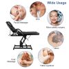 72in 3-Section Spa Beauty Salon Tattoo Massage Bed with Motorized Reclinable Height Power Lift & Stool Black - BLACK