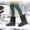 Women Ladies Snow Boots Waterproof Faux Suede Mid-Calf Boots Fur Warm Lining Shoes - Black - 7