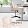 Armless Office Desk Leather Chair with No Wheels - as Pic