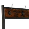 (Clearance) Coat Rack Shoe Bench;  Storage Bench;  Wood Look Furniture with Metal Frame;  3-in-1 Design - black / wood color