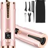 Automatic Hair Curler Wireless Rotating Curling Iron LCD Screen Ceramic Heating Wave Curling Tongs Portable Curler Styler Tools - Blue