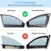 4Pcs Front Rear Car Window Magnet Covers Breathable Mesh Sun Shade Privacy Curtain Heat Insulated UV Protection Car Windshield For Baby Kids - Black
