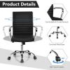 PU Leather Office Chair High Back Conference Task Chair with Armrests - Black