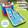 Inflatable Water Slide Bounce House with 680W Blower and 2 Pools - Multicolor