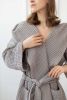 Waffle Linen Bathrobe with Hoodie in White - King Size - White