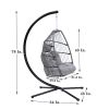 Outdoor Patio Wicker Folding Hanging Chair; Rattan Swing Hammock Egg Chair With C Type Bracket; With Cushion And Pillow - Gray