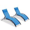 2PCS Set Chaise Lounges Outdoor Lounge Chair Lounger Recliner Chair For Patio Lawn Beach Pool Side Sunbathing - as pic