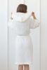Waffle Linen Bathrobe with Hoodie in White - One size - Amber