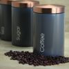 MegaChef Essential Kitchen Storage 3 Piece Sugar;  Coffee and Tea Canister Set in Matte Gray - Matte Gray