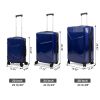 3-Piece Hardshell Luggage, TSA Lock Travel Trolley Suitcase, Expandable Luggage with Spinner Wheels, 20"/24"/28" XH - Dark Blue