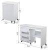 Folding Sewing Craft Cart&Sewing Cabinet Miscellaneous Sewing Kit Art Desk with Storage Shelves and Lockable Casters;  White - white