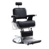 Reclining Barber Chair Hydraulic Salon Chair with Adjustable Headrest, Backrest, Footrest and Heavy Duty Base, Black+Silver - Black+Silver