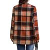 Women's Loose Check Pocket Wool Jacket Cardigan Lapel Top - Orange - XL