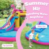 Inflatable Bounce Castle with Long Water Slide and 735W Blower - Multi-colored