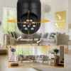 360° Light Bulb WiFi Camera Wireless Home Security Cam Waterproof IR Night Smart - Black