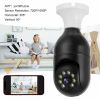 360° Light Bulb WiFi Camera Wireless Home Security Cam Waterproof IR Night Smart - Black