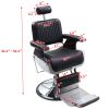 Reclining Barber Chair Hydraulic Salon Chair with Adjustable Headrest, Backrest, Footrest and Heavy Duty Base, Black+Silver - Black+Silver
