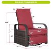 Outdoor Patio Rattan Wicker Swivel Recliner Chair;  Adjustable Reclining Chair 360Â° Rotating with Water Resistant Cushions - Red