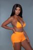Summer Elegant stylish Sun Kissed Bikini  Neon Green And Orange 2 Pieces Sets - Orange - L
