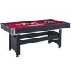 6-ft Pool Table with Table Tennis Top - Black with Red Felt - as Pic