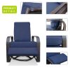 Outdoor Patio Rattan Wicker Swivel Recliner Chair;  Adjustable Reclining Chair 360Â° Rotating with Water Resistant Cushions - Navy Blue