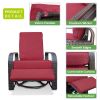 Outdoor Patio Rattan Wicker Swivel Recliner Chair;  Adjustable Reclining Chair 360Â° Rotating with Water Resistant Cushions - Red