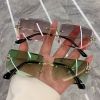 Vintage Fashion 2021 New Sunglasses Rimless Frameless Rectangle Shades Gradient UV400 Summer Traveling Sun Glasses for Women - purple - As Picture