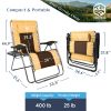 Outdoor Zero Gravity Chair Oversized XXL 33.5" Patio Padded Reclining Lounger with Pillow;  Side Table for Camping;  Lawn;  Garden Khaki/1pack - Khaki